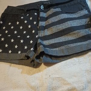 Cato Black and Gray Star-Striped Jean Shorts